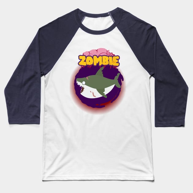 Zombie Shark Baseball T-Shirt by Dr.Bear